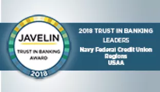 Navy Federal Credit Union, Regions, and USAA Take Top Honors in Javelin’s 2018 Trust in Banking Awards